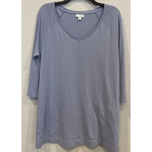 PURE JILL By J JILL Pastel Blue Cotton/Modal Seamed Tunic Top Size M - Picture 1 of 3